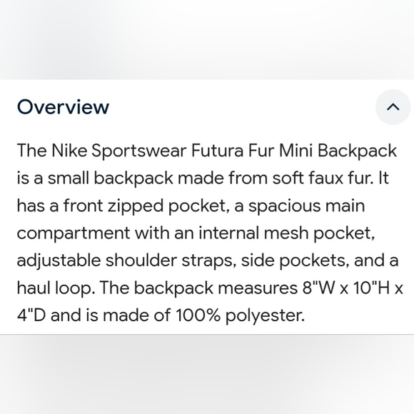 Nike Sportswear Futura Faux Fur White Mini Backpack. NWT. - Picture 9 of 13